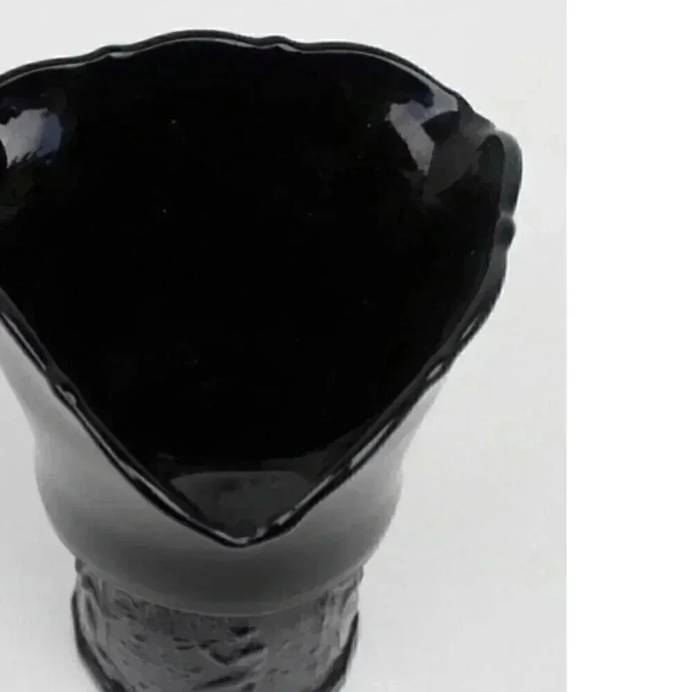 Vintage LE Smith Black Amethyst Dancing Nymphs Tri-Corner Vase Depression Glass